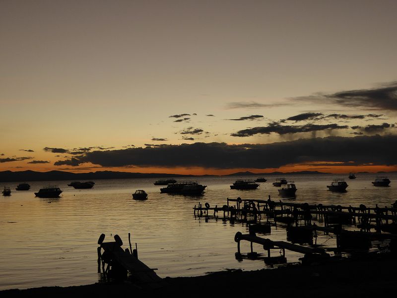 Bolivien  Copacabana  Lago Titicaca Titicacasee sundown