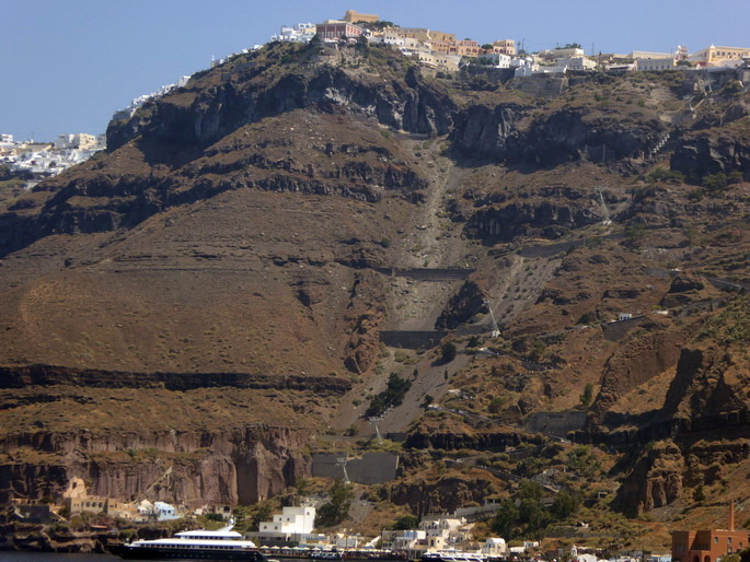 Santorini Santorin Santorin Seilbahn Aufstieg Eselweg 